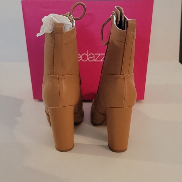 Shoe Dazzle Chic Tan Lace-Up Heeled Boots - Picture 7 of 9